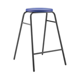 Hille Round Top stool, blue seat, durable design.