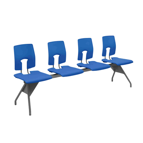 SE Beam Classic Seat System with four blue seats on a sturdy beam frame, ideal for public spaces and breakout areas.