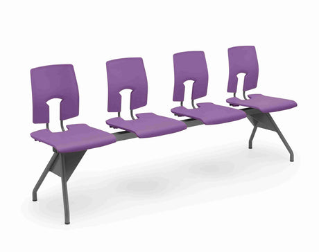 SE Beam Classic four-seat system with ergonomic back support for public spaces.