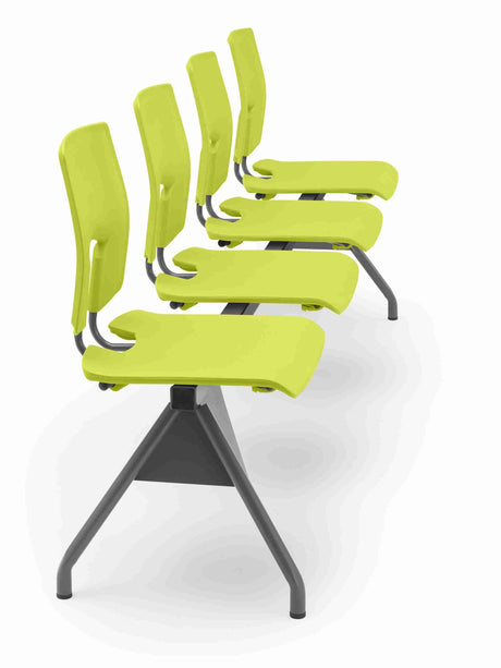 SE Beam Classic Seat System, four lime-green seats, postural support, public spaces.