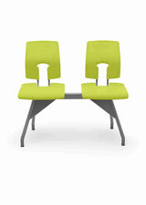 SE Beam Classic Seat System with two lime green seats for public spaces.