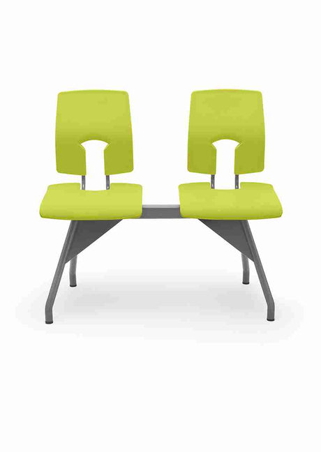 SE Beam Classic Seat System with two lime green seats for public spaces.