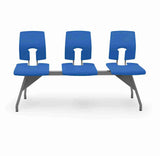 SE Beam Classic Seat System with 3 blue seats, ideal for public spaces.