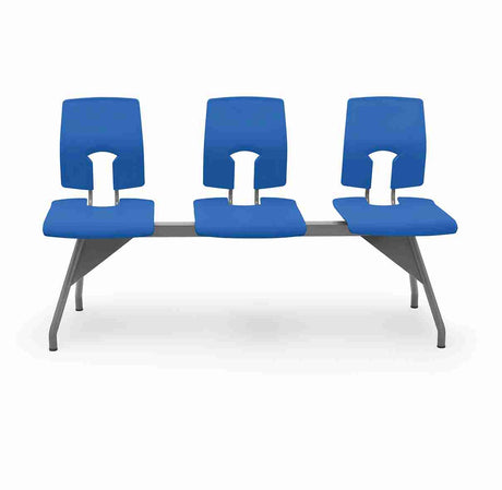 SE Beam Classic Seat System with 3 blue seats, ideal for public spaces.