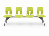 SE Beam Classic four-seat system in lime green, providing excellent postural support for public spaces.