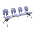 SE Beam Curve Seat System with four blue seats, designed for public spaces, offering excellent postural support.