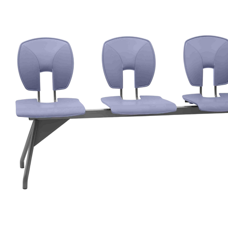 SE Beam Curve Seat System, 3-seat unit with curve back, for public spaces.