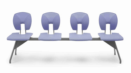 SE Beam Curve Seat System with four curved seats providing postural support. Ideal for public spaces, freestanding or floor-fixed setup.