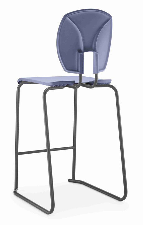 Hille SE Stool with seat and back design, durable steel frame.