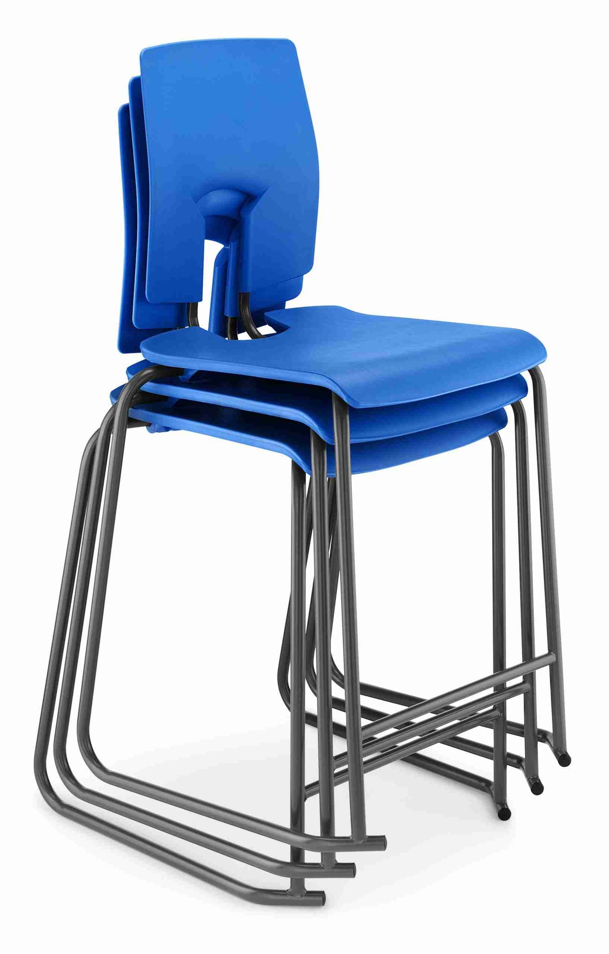 Stacked blue SE Classic Stools with ergonomic design for comfort and support.