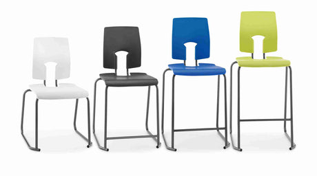 SE Classic Stool available in various colors, featuring ergonomic design for comfort and stackability.