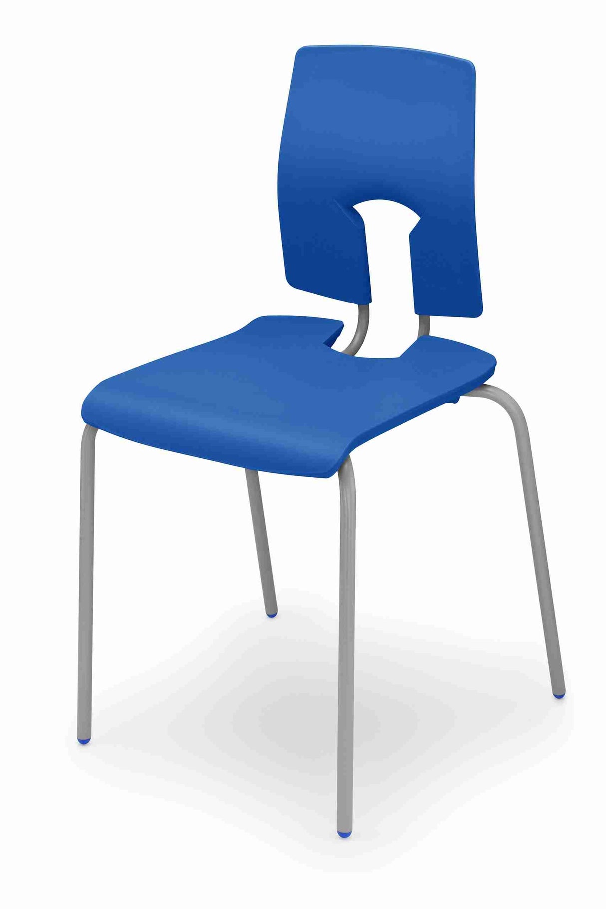 SE Classic Chair with blue seat and back, featuring lower back support and durable steel frame.