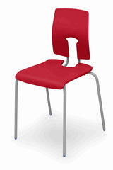 SE Classic Chair with red back and seat, durable steel frame, and ergonomic design for comfort and support.