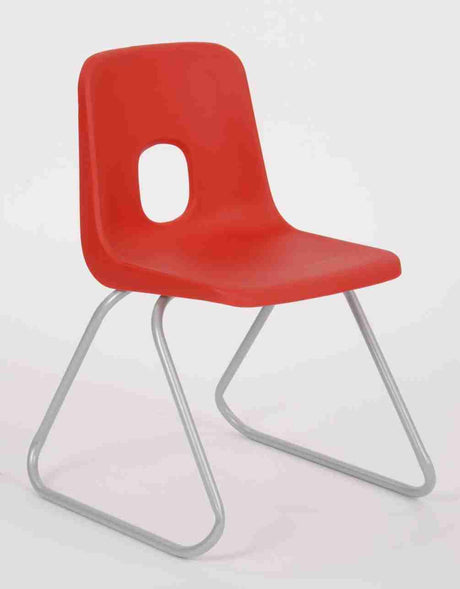 Red Series E Skid Base Chair with durable polypropylene shell and high-quality steel frame.