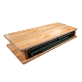 4ft Folding Festival Bench made from sustainable pine wood with steel folding legs, suitable for indoor and outdoor use.