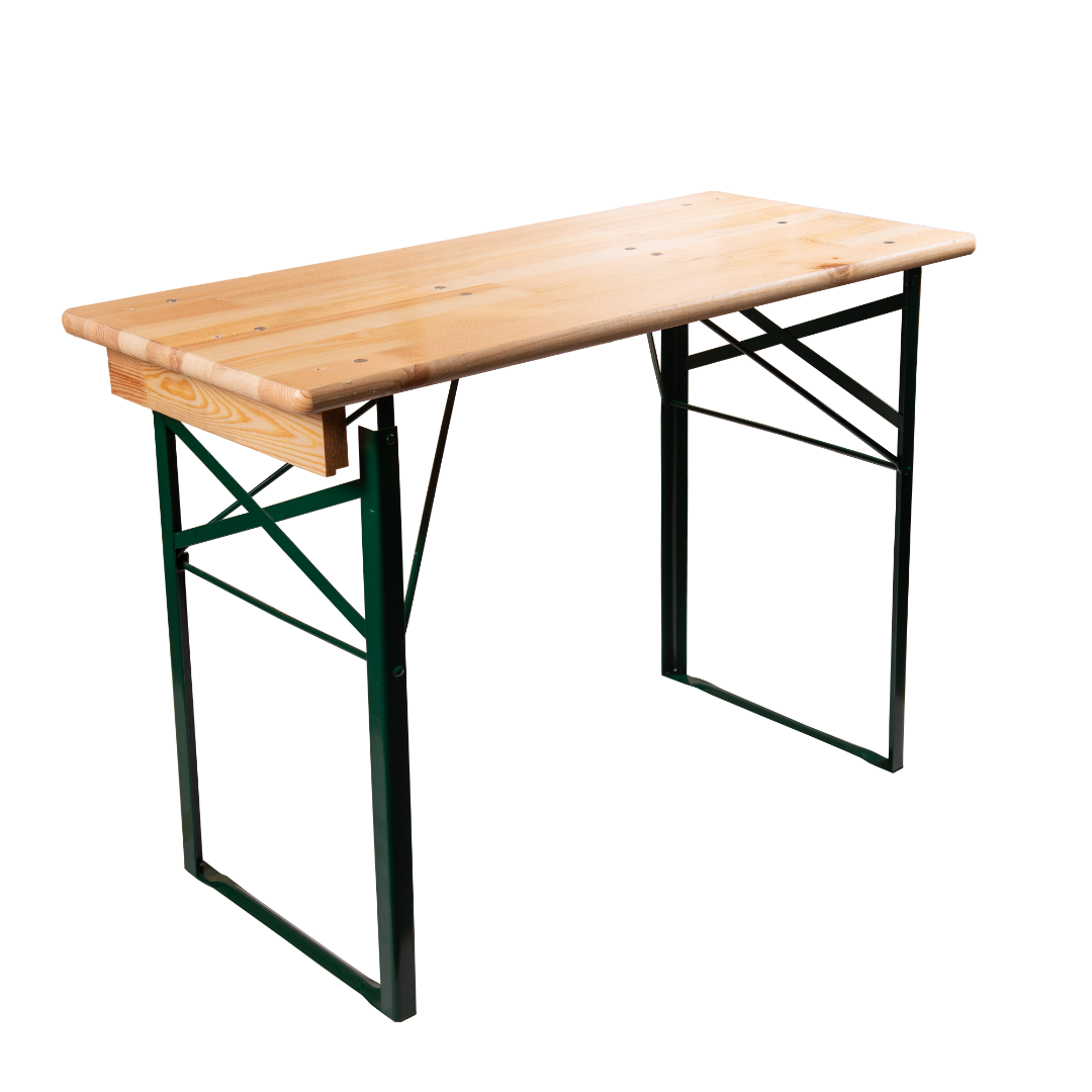 4ft trestle table with folding design, lightweight and durable, featuring powder-coated steel legs.