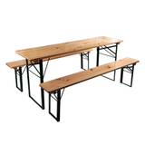 6ft narrow festival table and bench set with foldable design, ideal for outdoor events.