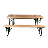 BULK 10 PACK - 6ft wide festival table and bench set with sturdy steel folding legs and varnished pine tops. Ideal for events.