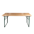 6ft Wide Trestle Table with steel folding legs and pine wood top, suitable for indoor and outdoor use.