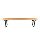 6ft folding festival bench made of pine wood with steel folding legs.