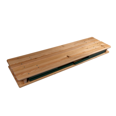 6ft Folding Festival Bench, durable pine wood, steel legs, suitable for indoor and outdoor use.