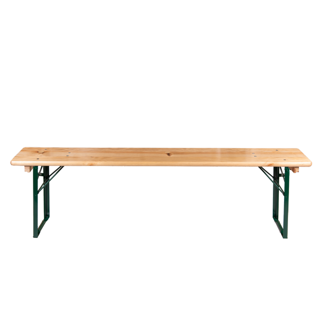 6ft folding festival bench, durable pine wood, steel legs, ideal for indoor and outdoor use.