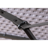 6ft 'Fold in Half' table with steel tubular folding legs and locking mechanism.