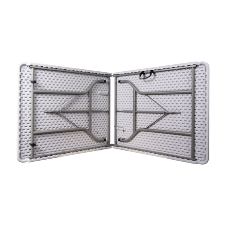 6ft 'Fold in Half' table with folding legs and polypropylene surface.