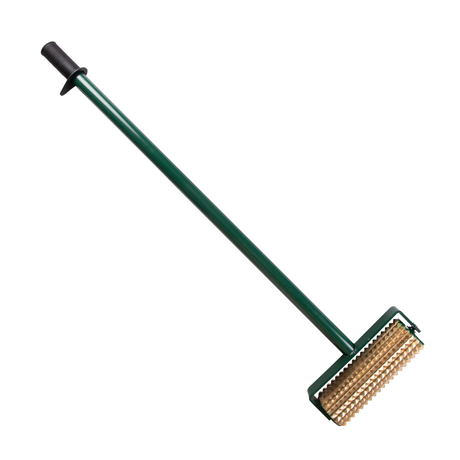 Concrete indent roller with brass head, 1200mm handle, ideal for non-slip surfaces.