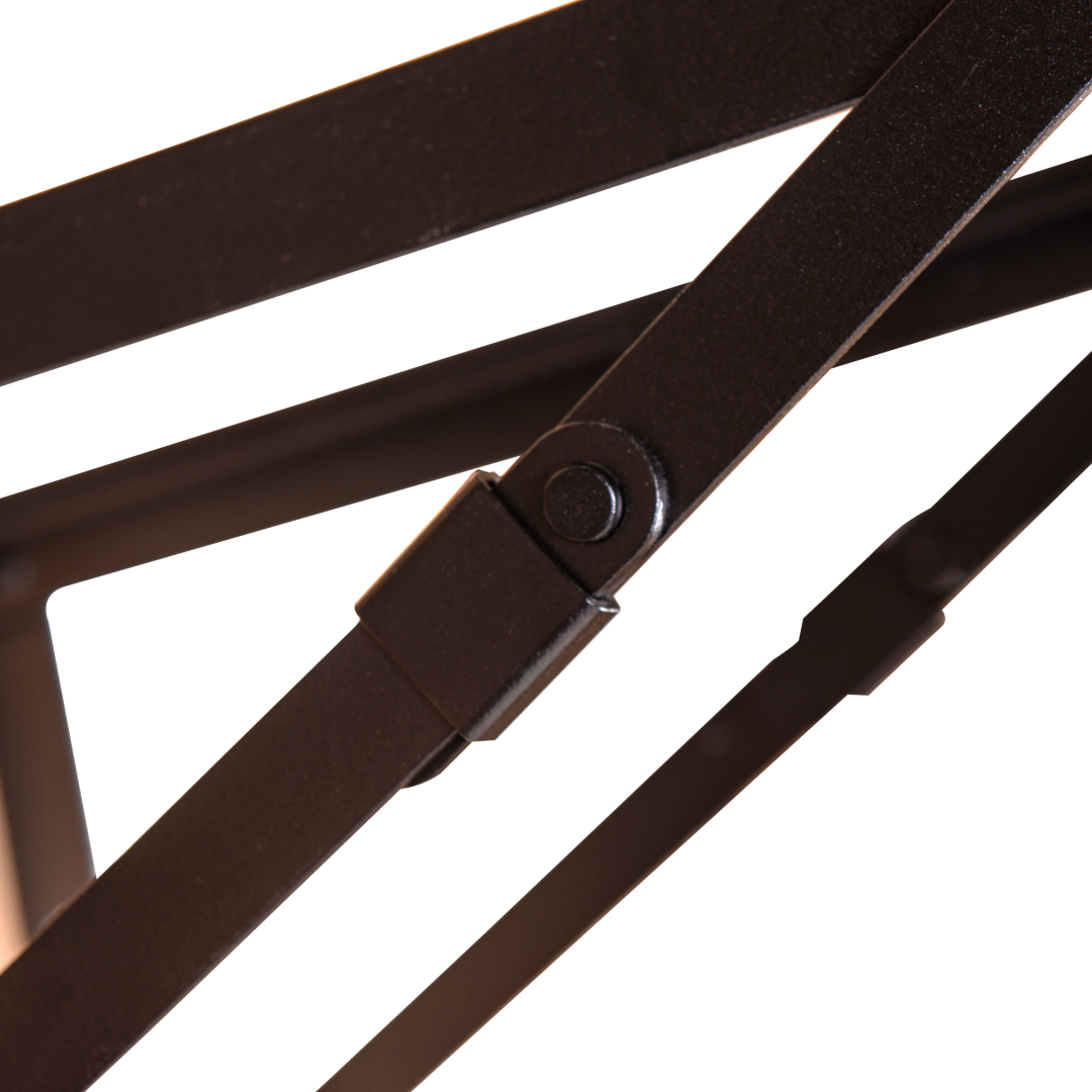 6ft Timber Canteen Drying Room Folding Bench mechanism close-up showing sturdy black metal design.