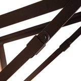 6ft Timber Canteen Drying Room Folding Bench mechanism close-up showing sturdy black metal design.