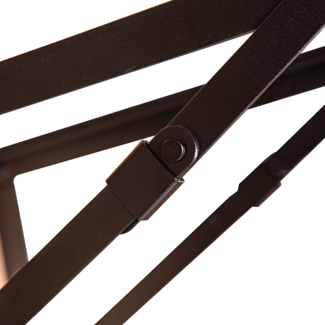 6ft Timber Canteen Drying Room Folding Bench mechanism close-up showing sturdy black metal design.