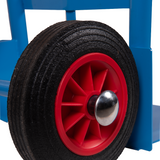 Solid tyre sack truck with robust 200mm wheels and durable blue frame.