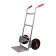 Pneumatic Tyre Heavy Duty Sack Truck with red knuckle guard grips and durable steel frame.