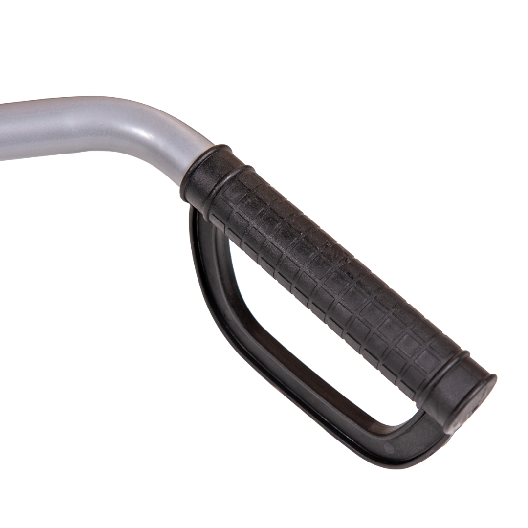 Pneumatic tyre heavy duty sack truck handle with knuckle guard grip.