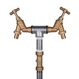 Twin Headed Contractors Hydrant Standpipe with brass taps and galvanized steel tube.