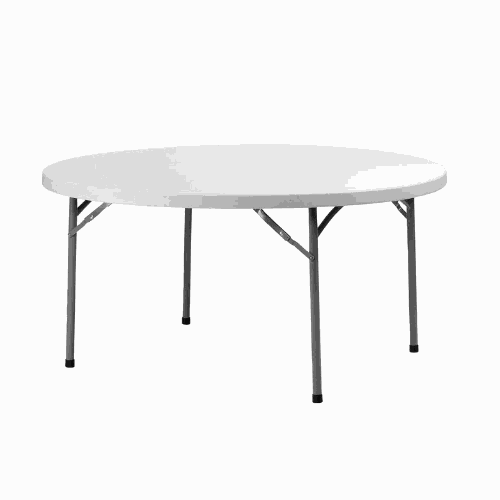 5ft round polypropylene table with folding legs, Newstorm Windsor 150, durable and versatile design for events.