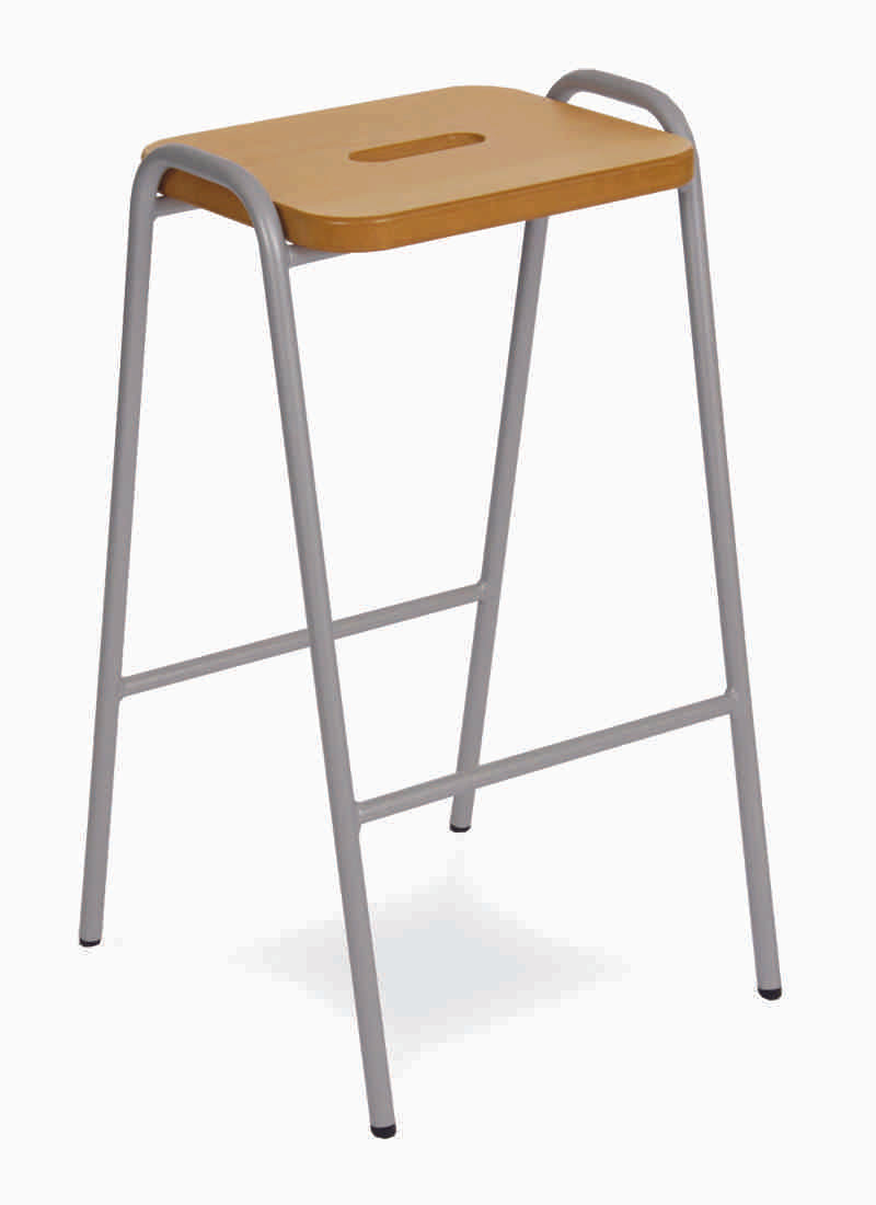 Hille Beech & MDF Flat Top stool with metal frame and durable beech veneer seat.