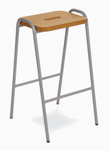 Hille Beech & MDF Flat Top stool with metal frame and durable beech veneer seat.