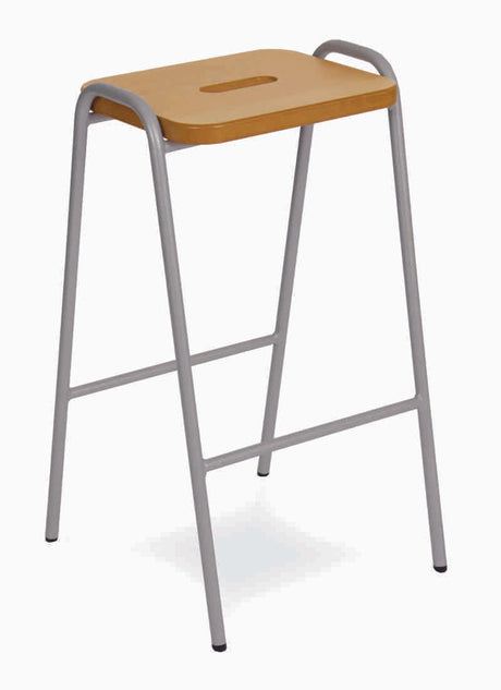 Hille Beech & MDF Flat Top stool with metal frame and durable beech veneer seat.