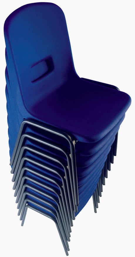 Stacked Reinspire GH20 School Chairs with A-frame design.