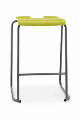 Hille SE Backless Stool with durable steel frame and leatherite paint finish.